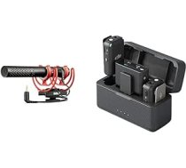 RØDE VideoMic NTG Premium USB/kameras mikrofons ar daudzām pārslēgšanas opcijām un funkcijām video ierakstīšanai un DJI mikrofonam (2 raidītāji + 1 uztvērējs + uzlādes paliktnis)