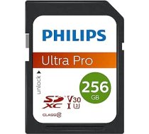Philips Ultra Pro SDXC karte 256 GB UHS-I U3 Nolasa līdz 100 MB/s V30 SD karti kamerām, planšetdatoram, karšu lasītājam, 4K UHD video