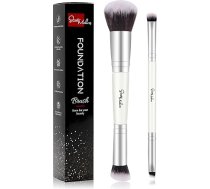 Start Makers Make Up Brush Pack of 2 Double-Sided Foundation Brush Concealer Brush, augstas kvalitātes sintētiskā grima ota šķidrās pūderveida pūderveida konsīleru krēma sajaukšanai