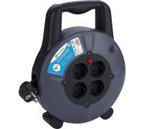 Electraline 49079 Kabeļu rullis H05VV-F 3G1.5 10 m kabelis - IP20 iekštelpās / Kabeļu rullis ar 4 Schuko ligzdām / Kabeļu kaste ar pagarinātāju / Kabeļu rullis ar kloķi, 10 m