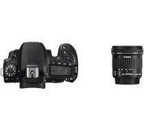 Canon EOS 90D spoguļkameras korpuss un EF-S 10-18 mm F4.5-5.6 is STM īpaši platleņķa objektīvs (67 mm filtra vītne), melns