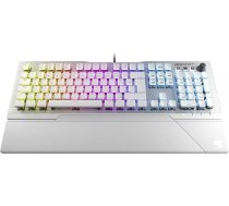 Roccat Vulcan 122 - mehāniskā spēļu tastatūra, AIMO LED viena taustiņa apgaismojums, titāna slēdži, alumīnija virsma, multimediju taustiņi, plaukstu balsts, taustes slēdzis, balta krāsa