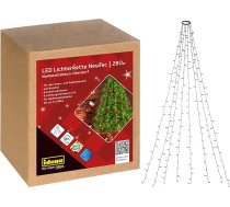 Idena NewTec 31108 LED pasaku gaismiņas āra un iekštelpu apgaismojumam ar 280 LED siltā baltā krāsā, Ziemassvētku eglīte ar 8 virtenēm, 8 gaismas iestatījumiem, barošanas avotu un 8 stundu taimera funkciju