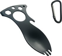SK Wild Ones® Outdoor Spork - Nerūsējošais tērauds ar 11 funkcijām - Bushcraft dakša karote, karote, kempinga piederumu komplekts - Ceļojumu galda piederumu komplekts - Multitool kempinga piederumu komplekts - Āra piederumu komplekts kempingam Va