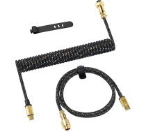 ATTACK SHARK C03 USB C spirālveida tastatūras kabelis, pīts vītņots kabelis spēļu tastatūrai, no C tipa uz A USB ar noņemamu zeltītu aviācijas savienotāju mehāniskajai tastatūrai/PC, melns