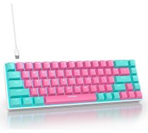 SOLIDEE mehāniskā spēļu tastatūra 65%, 68 taustiņi ar lineāru sarkanu slēdzi, ledus zila gaisma, vadu mehāniskā tastatūra ar LED apgaismojumu, PS5/PS4/Xbox (68 Miami)
