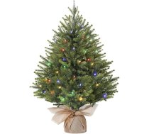 Alupssuc 2 pēdas izgaismota mākslīgā mini Ziemassvētku eglīte, 100% PE zari ar lina maisiņa pamatni, krāsainas LED lampiņas, 8 gaismas režīmi, ideāli piemērota Ziemassvētku rotājumiem, virtuvei, ēdamistabai, zaļa