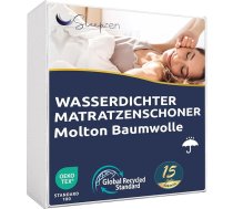 SLEEPZEN Ūdensnecaurlaidīgs matrača pārvalks, Molleton 100% kokvilna, matrača pārvalks ar aizsardzību pret mitrumu, elpojošs, jaunākā versija gultas ieliktņa ar aizsardzību pret mitrumu, ražots ES