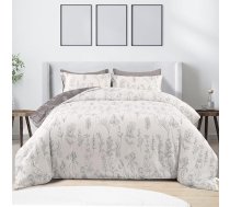 Qucover Sega 135 x 200 cm ar pārvalku no mikrošķiedras ar 230 GSM pildījumu, mīksta, 4 gadalaiku segas ar 1 spilvendrānu, apdrukāts augu raksts, divpusēja sega, balta un pelēka (135 x 200 + 50 x 75 x 1)