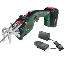 Bosch Home and Garden Keo akumulatora dārza zāģis (1 akumulators 2,0 Ah, 18 V sistēma, grieziena diametrs 80 mm, ar Swiss Precision asmeni kokam komplektā, kartona iepakojumā)