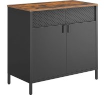 SONGMICS LSC102B01 Metāla skapis ar dubultdurvīm, magnētiskais aizvēršanas mehānisms, regulējams plaukts, tērauda rāmis, 40 x 80 x 76 cm, Vintage Brown/Black krāsā
