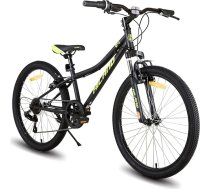 Hiland Climber 24 collu bērnu velosipēds MTB kalnu velosipēds jauniešu meitenēm ar piekares dakšu 7 ātrumu V-bremze Zils/Mint Green/Pink