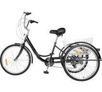 Levkitch 24 collu pieaugušo tricikls 8 ātruma Cruiser Trike Neslīdošas un nodilumizturīgas riepas 3 riteņu velosipēdi ar lielu grozu senioriem Sievietes Vīrieši Pieaugušo tricikli iepirkšanās