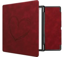 kwmobile Korpuss saderīgs ar Amazon Kindle Scribe Case - mākslīgās ādas vāciņš - Heart Brush Dark Red
