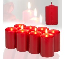 Candelo 8 sveču komplekts Ziemassvētku gaisotnē - sarkans - 4,8 cm x 8 cm - Ziemassvētku sveces Adventes vainagam - Adventes sveces Ziemassvētku dekorēšanai
