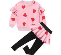 Ella Lust Ziemassvētku apģērbs Bērnu Cute bērnu apģērbs - sirds forma drukāt garām piedurknēm Top + kleitas bikses Apģērbu komplekti Ziemassvētku kleita meitenes