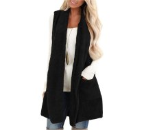 Generisch Fleece Vest Sieviešu garā Teddy Vest bez piedurknēm Teddy jaka Ziema Silts pūkains plīša veste Ērta mīksta ziemas veste Āra Cardigan veste Siltā veste Cuddly jaka Viegls svars