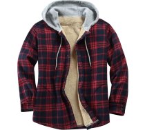 JUBEN Vīriešu krekls jaka Kords Pārbaudīts krekls Iekšējā odere Lumberjack krekls Ziemas krekls Fit Thermal krekls Pārbaudīts krekls ar kapuci Flanelas krekli Vēja necaurlaidīgs Vīriešu krekls ar garām piedurknēm Gadījuma krekls Darba krek