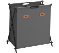 SONGMICS veļas veļas šķūnis 115L veļas grozs 2 nodalījumi Salokāms X plaukts Pielāgotas etiķetes veļas istabai Guļamistaba Vannas istaba Slate Grey LCB120G01
