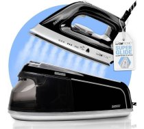 Clatronic® tvaika gludekļa stacija ar tvaika gludekli, 3,5 bāru, ar Superglide zoli un 1,2 L ūdens tvertni, 80 minūšu darbības laiks, 2400 W, gludekļa tvaika sistēma pret pilēšanu, DBS 3749 Black
