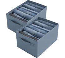 Garderobes organizators, stackable organizatoru sistēma, garderobes skapis, organizators biksēm, džinsu biksēm, atvilktnēm, drēbju uzglabāšanas kastes, izgatavotas no PP kartona (7 x pelēks, 2 iepakojums)