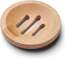Kandid Bambusa apaļais ziepju trauks - ciets ziepju trauks izlietnei un dušai - 8 cm x 8 cm x 1,5 cm