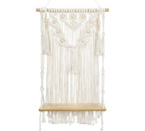 Boho dekoratīvs makrame sienas plaukts Koka plaukts piekaramais plaukts Kokvilnas virves gobelēns sienas piekaramais Boho sienas apdare Roku darbs guļamistabai Bērnu istaba Dzīvojamā istaba Sienas apdare