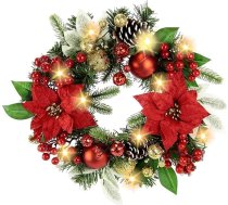 Dekorēts Ziemassvētku vainags ar puansetijas ogām čiekuriņi egļu zari Ziemassvētku eglīte Baubles ar LED gaismas vainags Ziemassvētku zvaigzne Adventes vainags Durvju vainags Egļu vainags Ziedu vainags Ziemassvētku ziedu vainags Ziemassvētku z