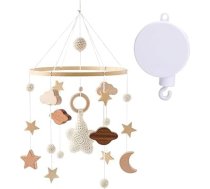 Mobilais Baby Wind Chimes Mobile Koka ar mobilo mūzikas kastīti, mākoņi Zvaigznes Mobile Baby Girl Gultas zvans Zvaniņš Baby Cot, Wind Chime Rattle Changing Table, Nursery Hanging Bed Bell