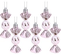 6-8 cm mini bumbiņu iepakojums ar mīļu formu - ar spīdumu un mirdzumiem - Ziemassvētku eglīšu rotājumi (Baby Pink)