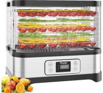 Nictemaw Dehidrators Nerūsējošā tērauda virtuves mini augļu žāvētājs ar 8 nodalījumiem, dehidrators ar temperatūras kontroli, 400 W, 35-70 °C, 72 stundu taimeris dārzeņiem, augļiem un gaļai, sudraba krāsā
