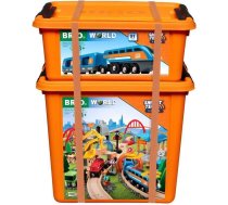 BRIO World 33977 Smart Tech Sound Deluxe komplekts - interaktīvā lokomotīve ar ierakstīšanas funkciju plašā komplektā ar glabāšanas kastēm - ieteicams no 3 gadiem