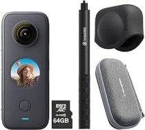 Insta360 One X2 360 grādu darbības kameras Pro komplekts ar 64 GB Micro SDHC karti, korpusu, neredzamu pašbildes nūju un objektīva vāciņu