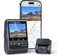 VIOFO A129 Plus Duo Dual WiFi WiFi Dash Cam, GPS modulis 2K 1440P 60fps + 1080P priekšējā aizmugurējā automašīnas kamera, mobilā tālruņa mobilā tālruņa uzraudzības automašīnas kamera, G-sensora stāvvietas režīms, ārkārtas ierakstīša