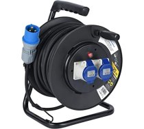 Electraline 49049 Kabeļu rullis Industriel H07 RN-F 3G2.5 25 m kabelis - IP44 Āra / Kabeļu rullis ar gumijas pagarinājumu, 2 industriālās IEC ligzdas ar 3 kontaktiem, piemērots kempingiem, kempingiem