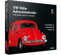FRANZIS 55255 VW Beetle Adventa kalendārs, sarkans, metāla modelis, mērogs 1:43, iekļauts skaņas modulis un 52 lappušu pavadījumu grāmata