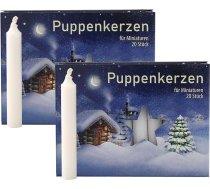 OLShop AG 2 leļļu sveces baltas apm. 10 x 65 mm (2 x 20 gab.) Leļļu gaismas miniatūras sveces Ziemassvētku sveces