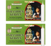 OLShop AG Knox Piramīdas sveces baltas, 2 gab. (2 x 50 gab.) Izmērs: Aptuveni 14 x 70 mm Ziemassvētku sveces.