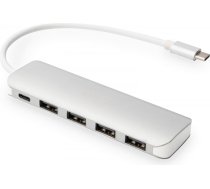 Centrmezgls/centrāle 4 pieslēgvietu usb 3.0 superspeed ar c tipa strāvas padevi, alumīnija