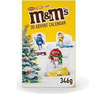 M&M's Adventes kalendārs, 3D iznirstošais Ziemassvētku kalendārs ar 24 Ziemassvētku pārsteigumiem, ietver M&M'S klasiskos zemesriekstu, šokolādes un kraukšķīgus, ideāli piemērots dāvanai, saturs: 346 g