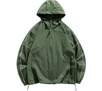 SRZYMJ Vīriešu ziemas garā jaka Āda Pelēka pārejas jaka ar kapuci Plāna āra jaka Softshell jaka Stepēta veste Zaļa funkcionāla jaka Parka Ziemas mētelis Sporta jaka Brīvā laika jaka