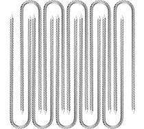 ZOENHOU Pack of 10 12 inches/30 cm Galvanizēti zemes enkuri, zemes enkuri, U-veida mietiņi, stabili ar kaltu galu, zemes enkuri, batuts, mietiņi batutam, kempingam, šūpolēm