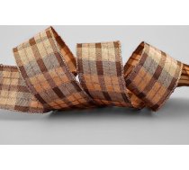 20 m x 40 mm Ziemassvētku lenta Brūna vara (149) ar lureksu Vadu malas lenta Bronzas dekoratīvā lenta Dāvanu lenta Tartan spīdīga lenta Zelta malas stiepļu lenta Ziemas Ziemassvētku pārbaude