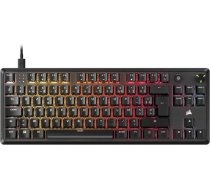Corsair K70 Core TKL RGB mehāniskā spēļu tastatūra, bez taustiņiem, MLX Red v2, iepriekš eļļota, dubultā trokšņu slāpēšana, ABS taustiņu vāciņi, AZERTY-FR Black