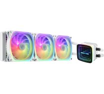 ENERMAX Aquafusion ADV Snow Edition ARGB 360 mm AIO CPU ūdens dzesēšana ar divām kamerām Intel LGA1700/AMD AM5 atbalsts 350W+ TDP (3x SquA RGB White 120 PWM ventilators); ELC-AQFA360-SQA-W, balts