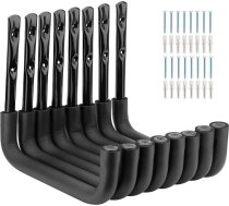 PiPaFox komplekts ar 8 kāpņu āķiem 25 cm garāžai, uzglabāšanai, lietišķajiem āķiem, kas paredzēti lielām slodzēm, pie sienas stiprināmiem uzglabāšanas organizētājiem, piekaramie, saliekamie krēsli, velosipēds, slēpošanas rīki (mel