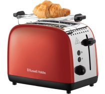 Russell Hobbs Grauzdējamais tosteris [2 šķēlītēm] Colours Plus Stainless Steel Red (īpaši platas grauzdēšanas vietas, ieskaitot bulciņu stiprinājumu, 6 apcepšanas līmeņi + atkausēšanas funkcija, Lift & Look funkcija, 1600 W) 26554-56
