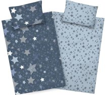 Aminata kids Flannelette Bērnu gultasveļa 100 x 135 Zvaigznes Meitenes Zēni Zila kokvilna ar YKK Zip Bērnu divpusējs gultasveļas komplekts Zvaigžņu motīvs
