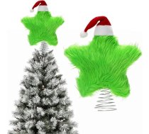 Plīša Ziemassvētku eglīte Topper zvaigzne 19cm pūkains zvaigzne Ziemassvētku eglīte Topper ar mini Ziemassvētku cepure Ziemassvētku eglīte zvaigzne pūkains eglīte Topper zvaigzne Ziemassvētku rotājumi Ziemassvētku rotājumi rotājumi par