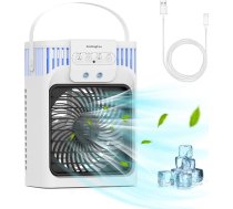 Anveltech Mobile gaisa kondicionieris, 4-in-1 mobilais gaisa kondicionieris, gaisa dzesētājs, 1200 ml ūdens tvertne, 3 ātrumi, 3 miglas režīmi, ar LED apgaismojumu, 2-8 stundu taimeris, gaisa kondicionieris bez izplūdes šļūtenes, ideāls risinā